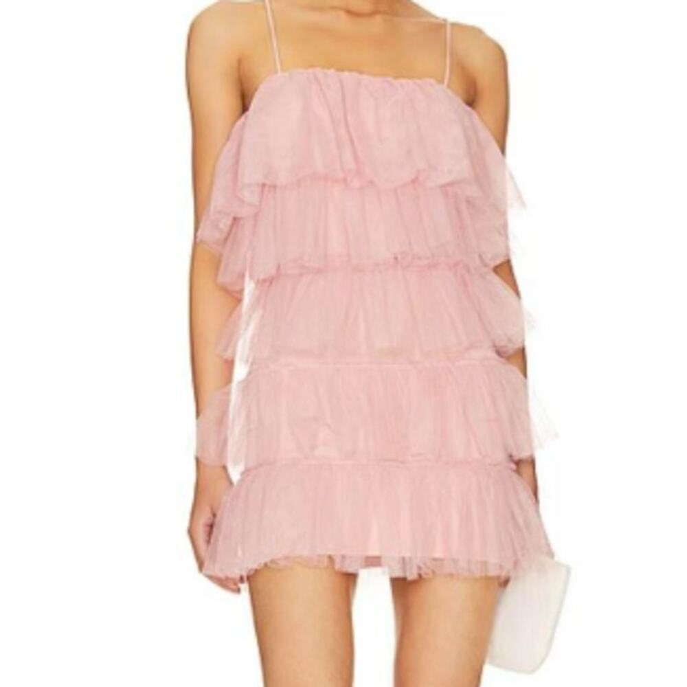 More To Come Ruffle Tier Millie Mini Dress Size Small Pink